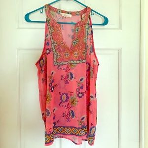 Sheer floral tank top